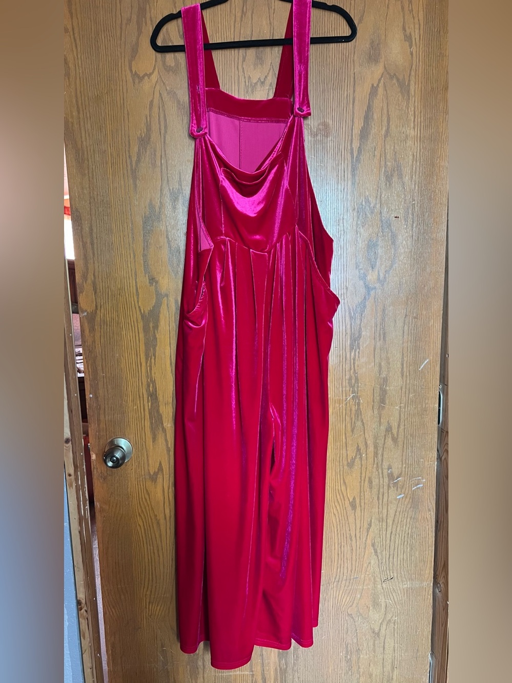 Women's Fuchsia Velvet Jumpsuit